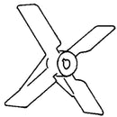 Waaier ø 180 mm met vier vleugels.